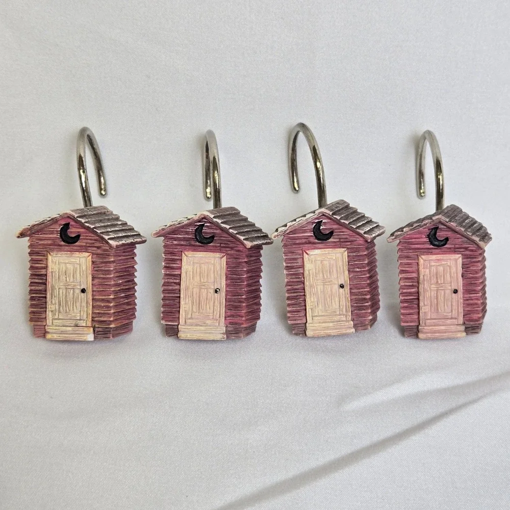 Linda Spivey Rustic Country Outhouse Shower Curtain Hooks Set of 6 Resin Metal
